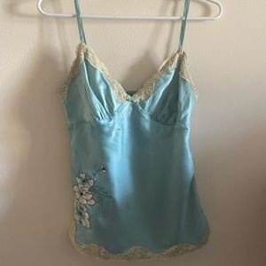 Banana republic silk cami with lace and embroidery
